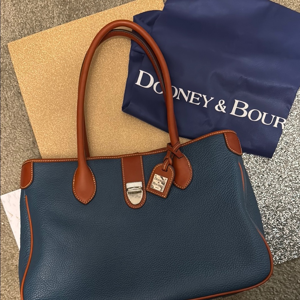 Dooney & Bourke Blue and Brown Leather Shoulder Bag